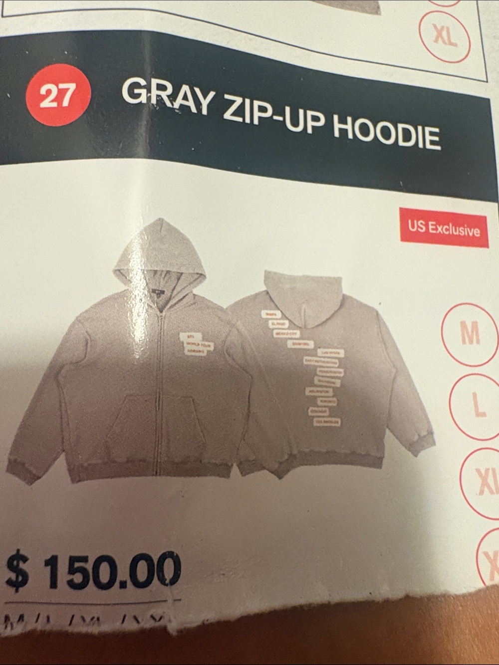 BTS - ARIRANG Tour Hoodie - size Large - Picture 5 of 5